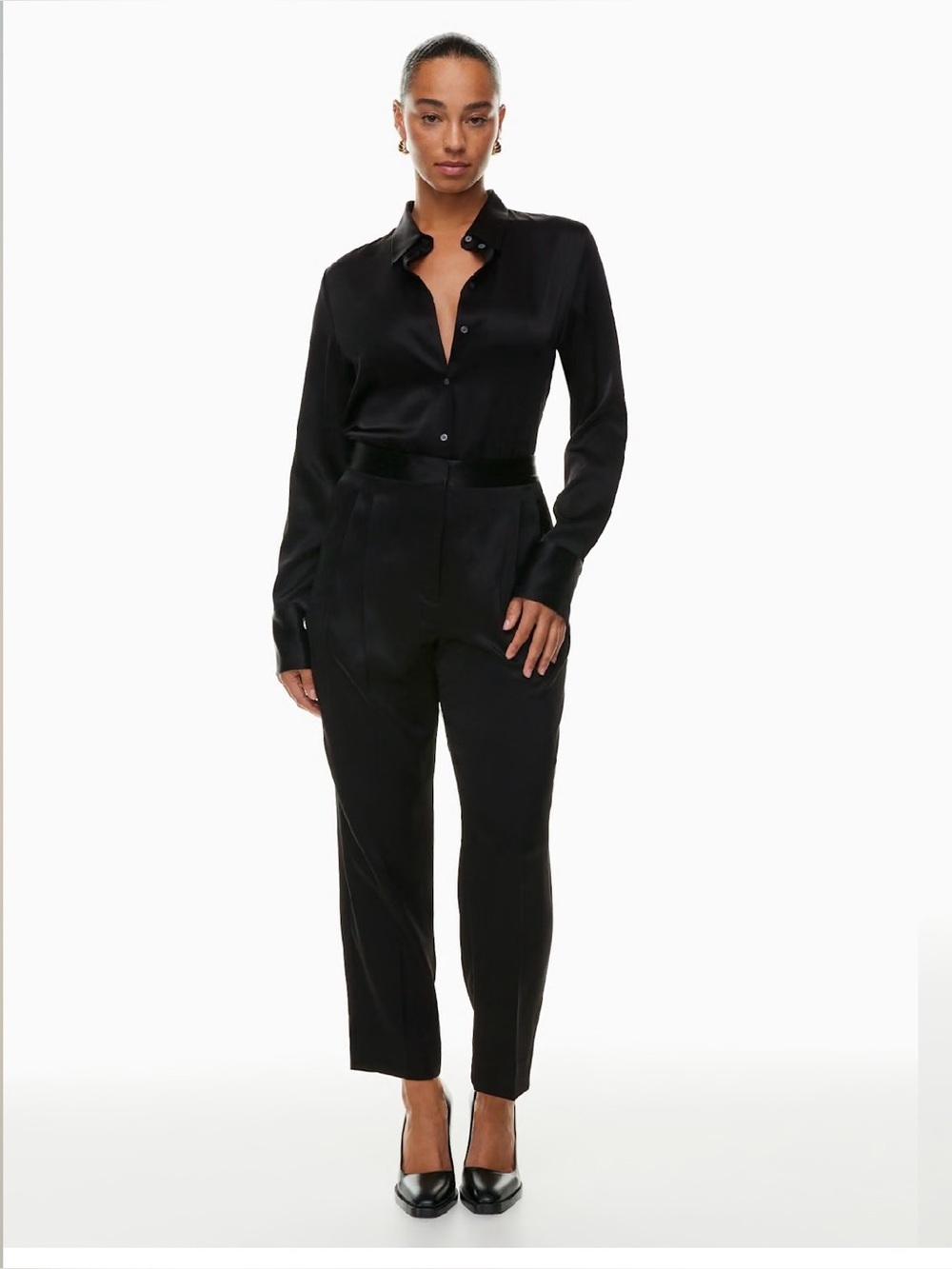 NWOT - Babaton Vogue Satin Pant Black Size 10
